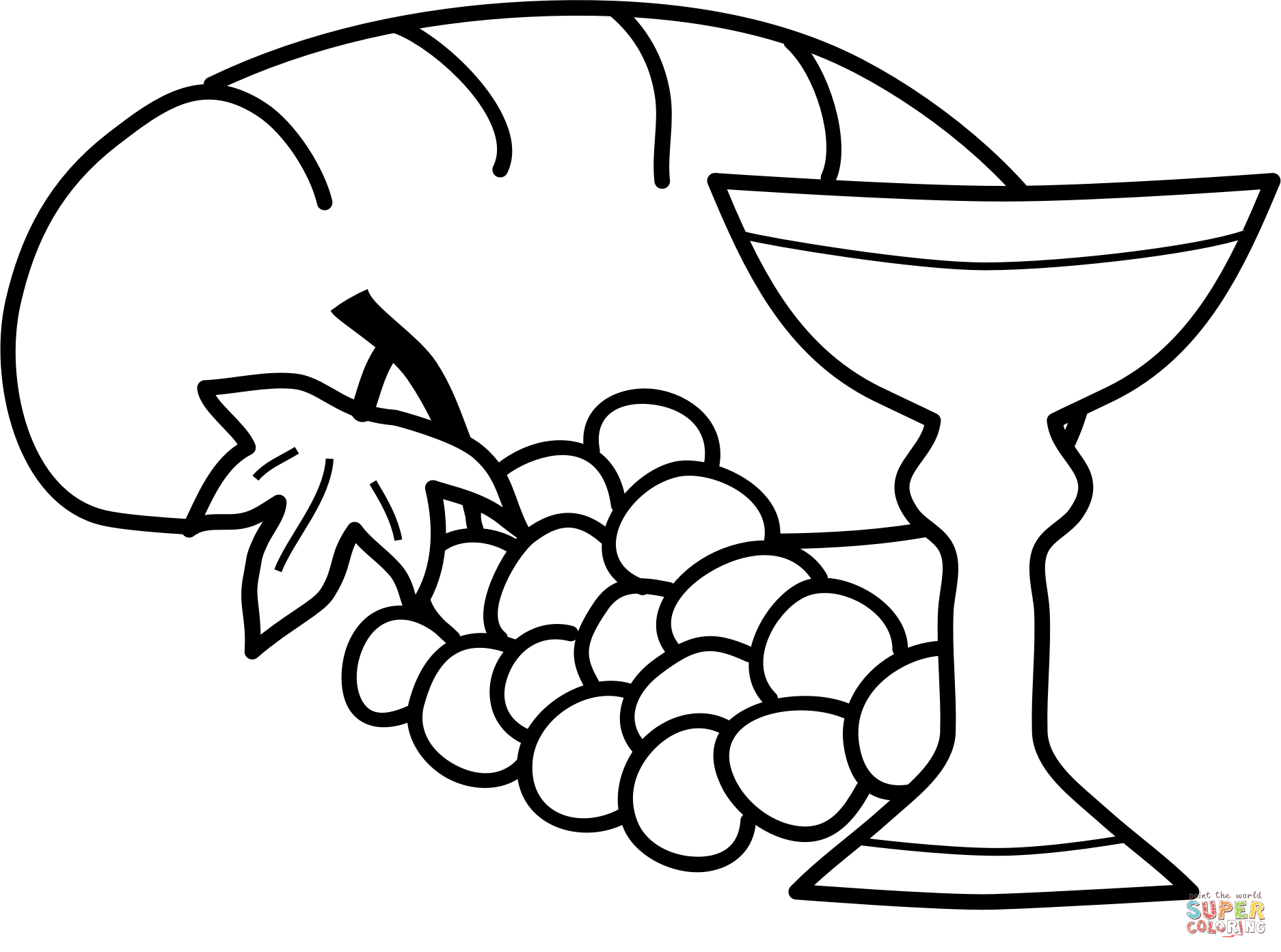 Bread and wine coloring page free printable coloring pages