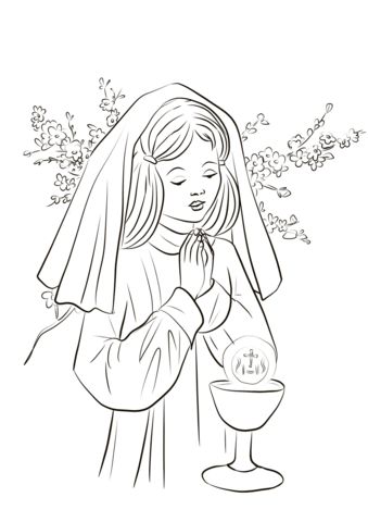 Click to see printable version of first munion girl coloring page first munion coloring pages munion