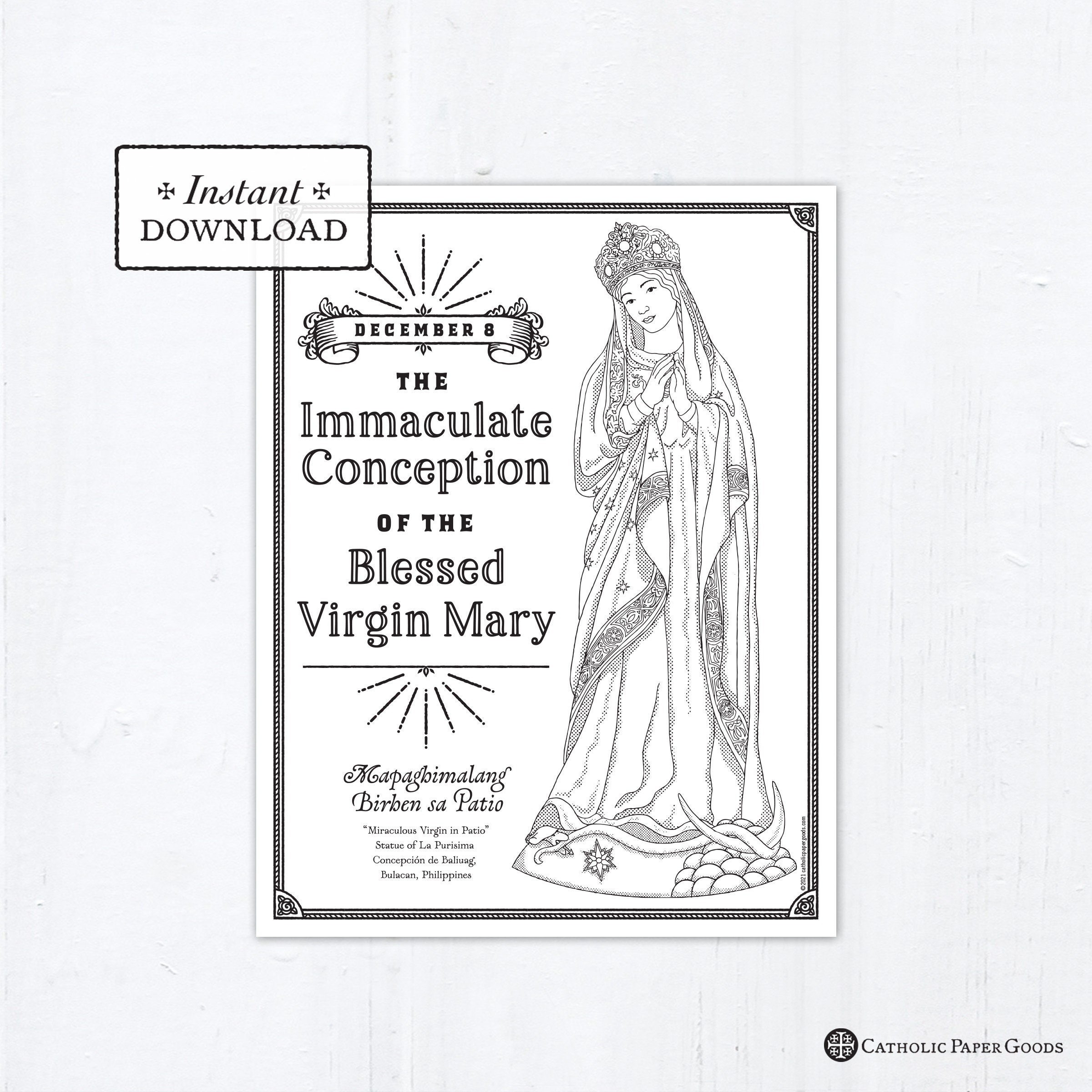 Parishgroup usage license the immaculate conception of the blessed virgin mary printable coloring page pdf