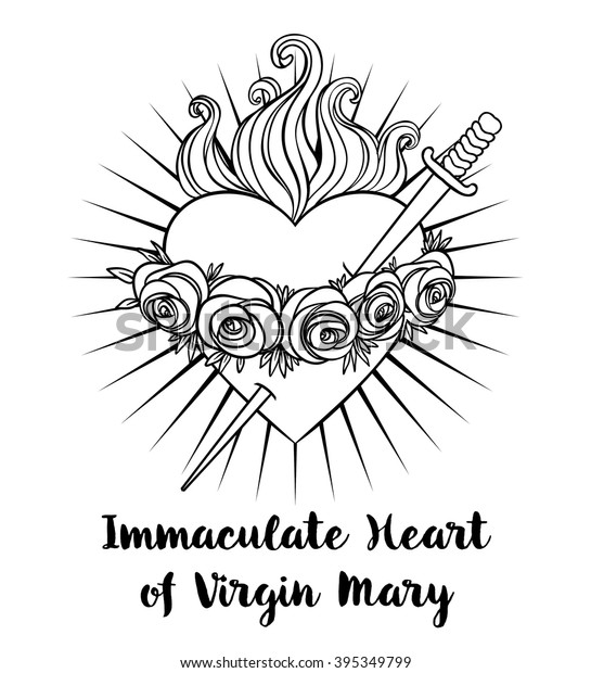 Immaculate heart blessed virgin mary queen stock vector royalty free
