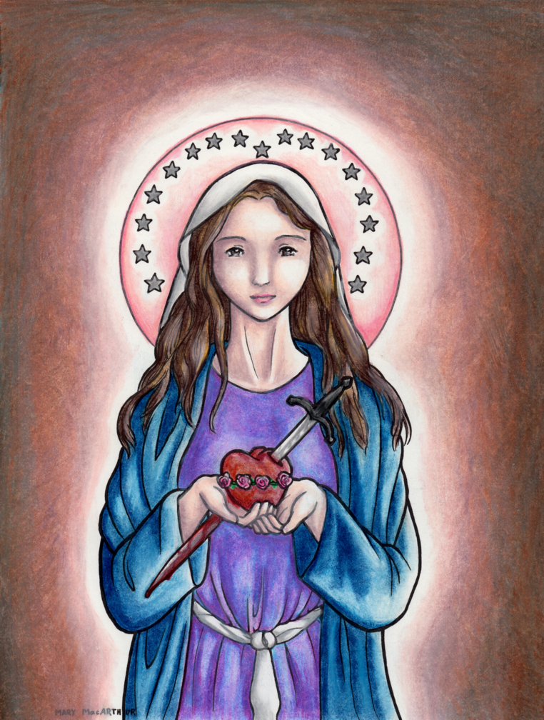 Immaculate heart of mary coloring page by eightcrows on