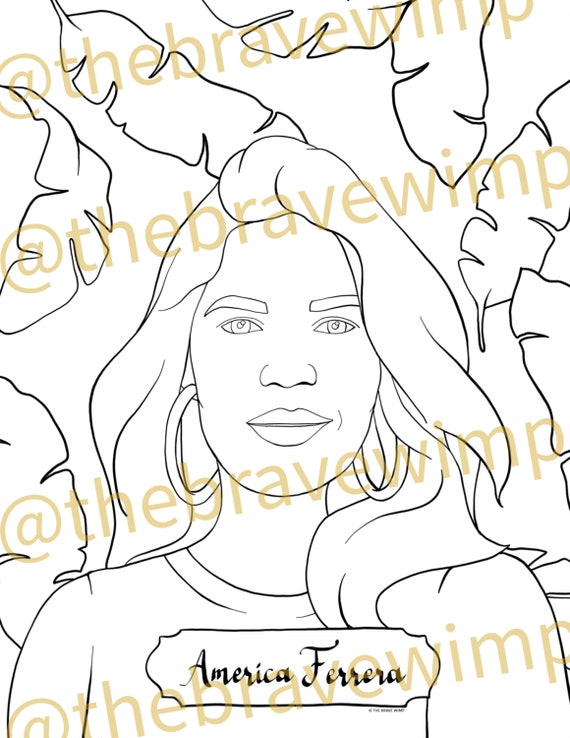 America ferrera shero coloring page digital download