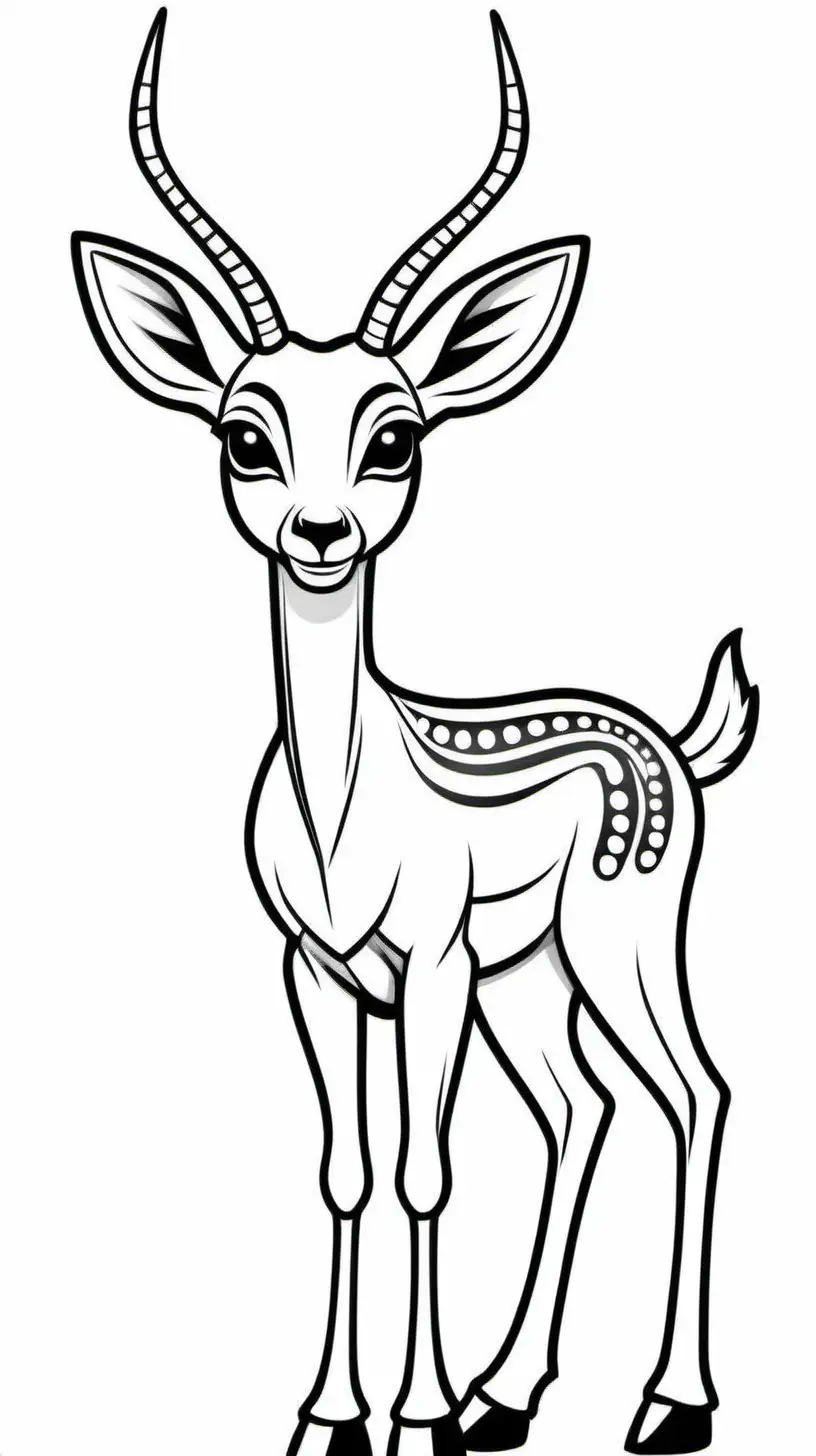 Adorable impala coloring page simple line art on white background muse