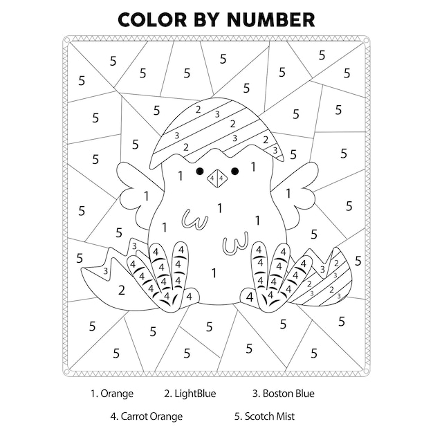 Premium vector easter day color by number coloring page