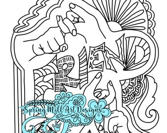 Asl friend coloring pagesign language for friend printable