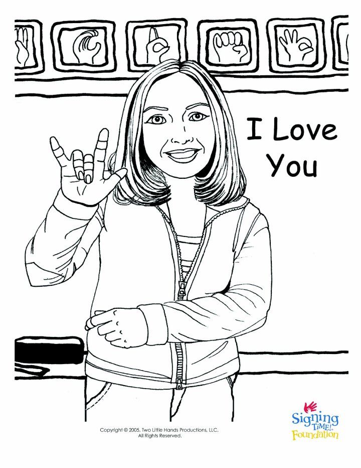 Printable sign language coloring pages