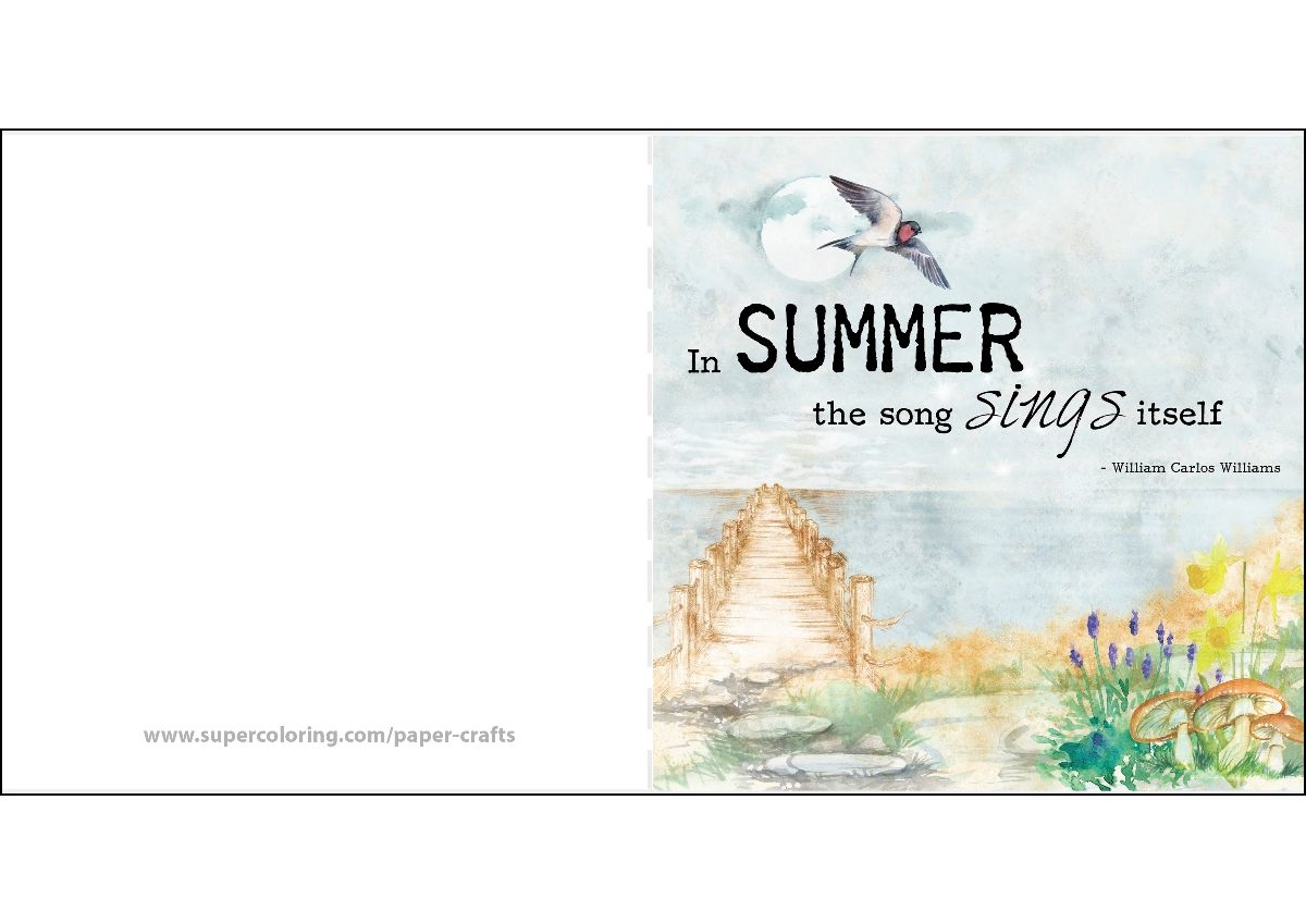 In summer the song sings itself card with quote free printable papercraft templates