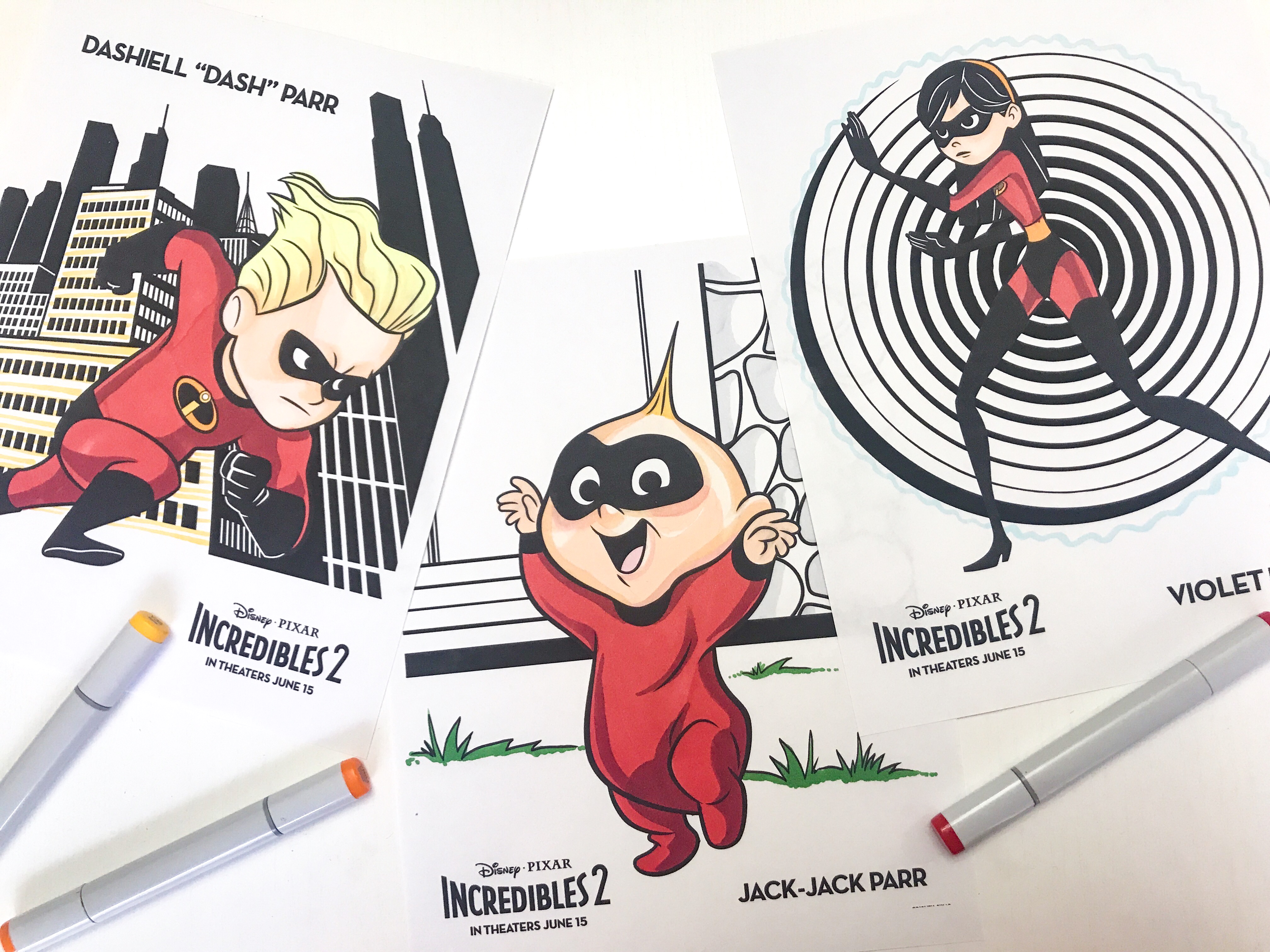 Incredibles coloring pages and activity sheets