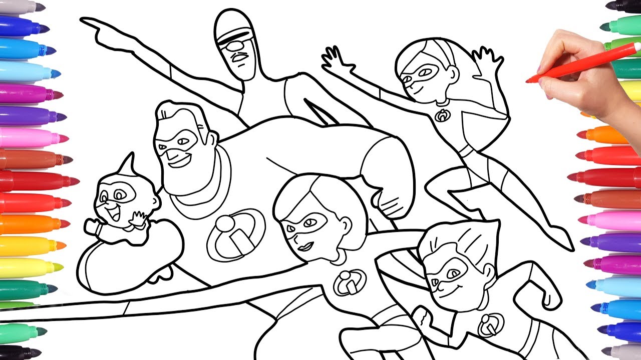 The incredibles drawing and coloring the incredibles characters