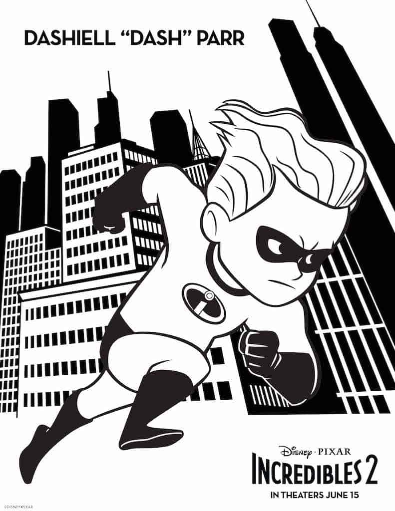 Incredibles free printable coloring sheets