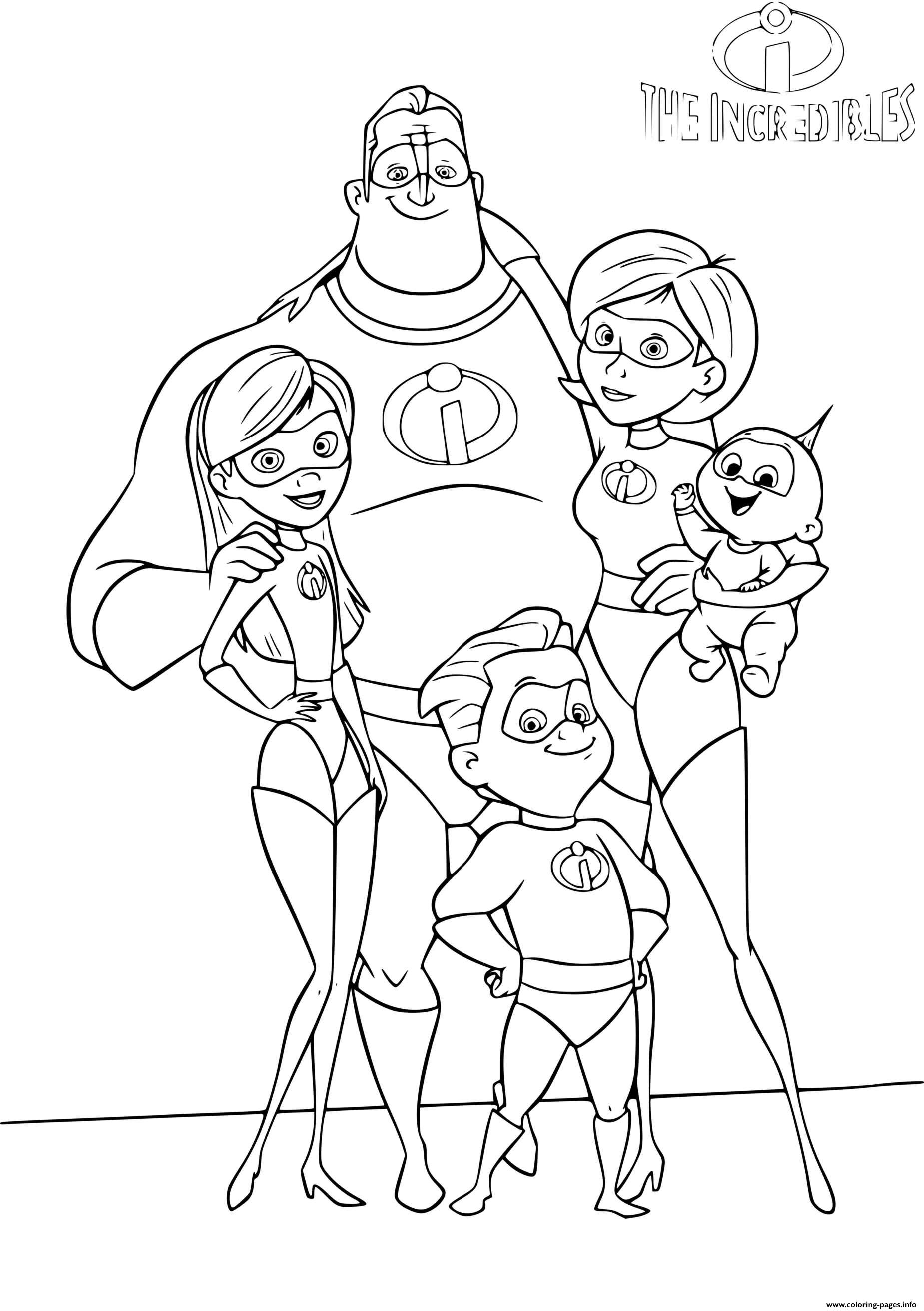 Incredibles portrait de famille indestructibles coloring page printable