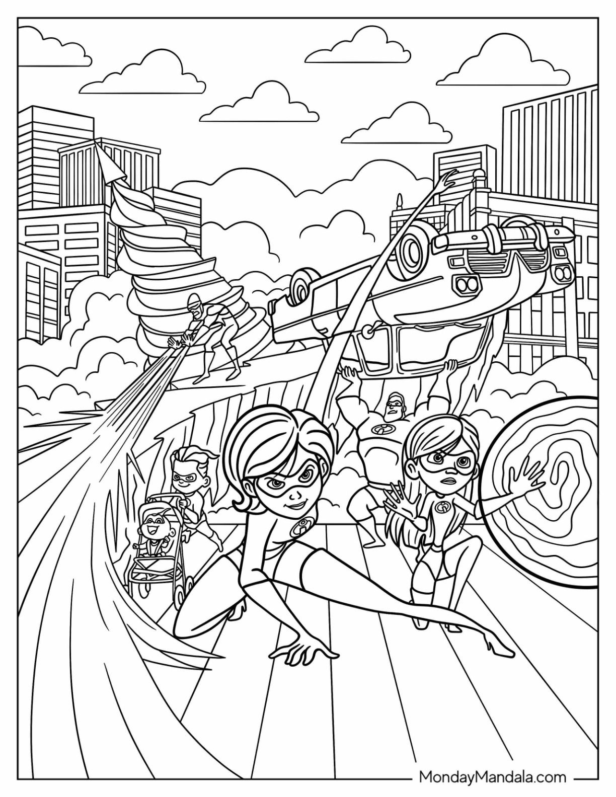 Incredibles coloring pages free pdf printables