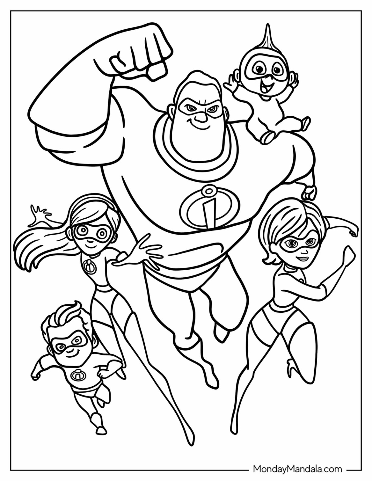 Incredibles coloring pages free pdf printables