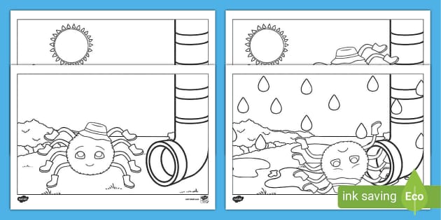 Incy wincy spider colouring sheets teacher made