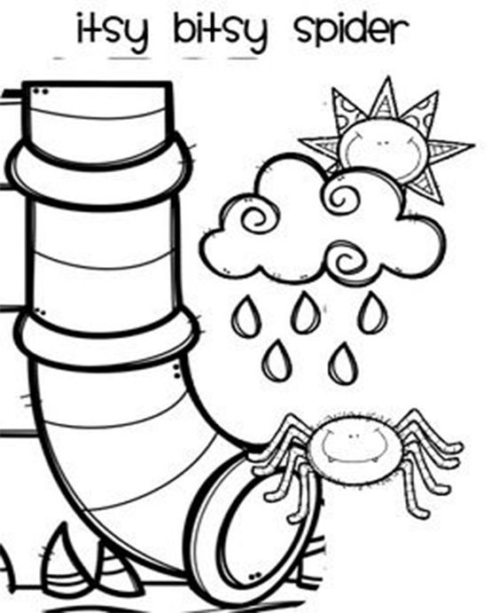 Free easy to print spider coloring pages nursery rhyme crafts nursery rhymes preschool crafts nursery rhymes activities