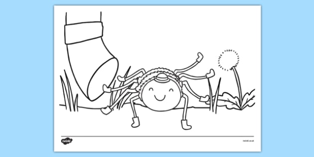 Incy wincy spider scene colouring sheet teacher made