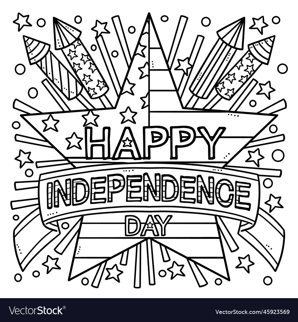 Th of july happy independence day coloring page vector image