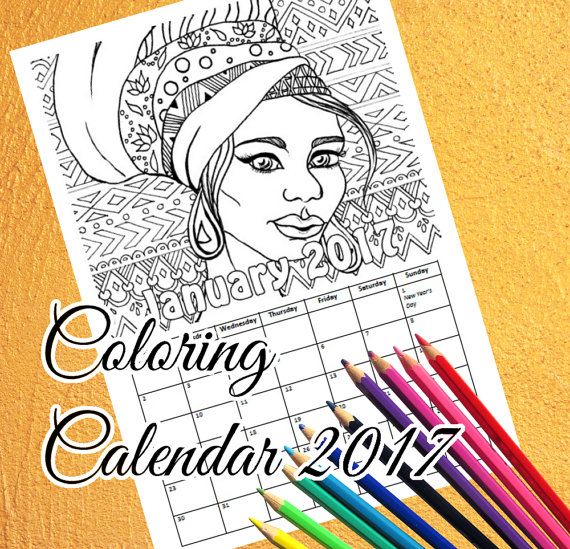 Printable coloring calendar indian african