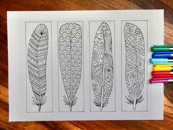 Buy coloring bookmarks feathers pdf download bookmarks to color digital download hand drawn diy coloring page online in india