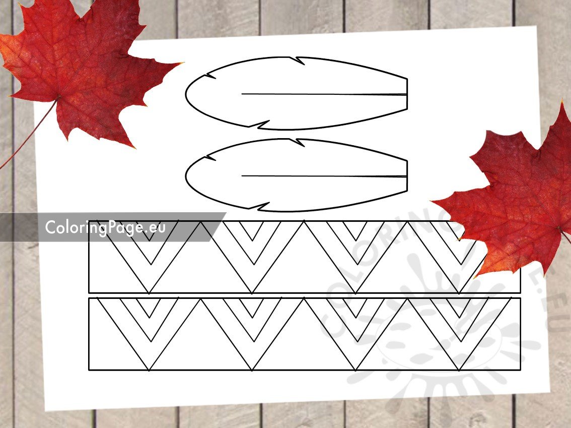 Indian headband craft template coloring page