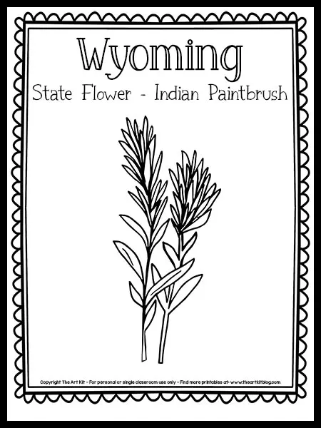 Wyoming state flower coloring page indian paintbrush free printable â the art kit