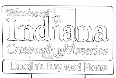 Indiana statehood united states postage stamp coloring page