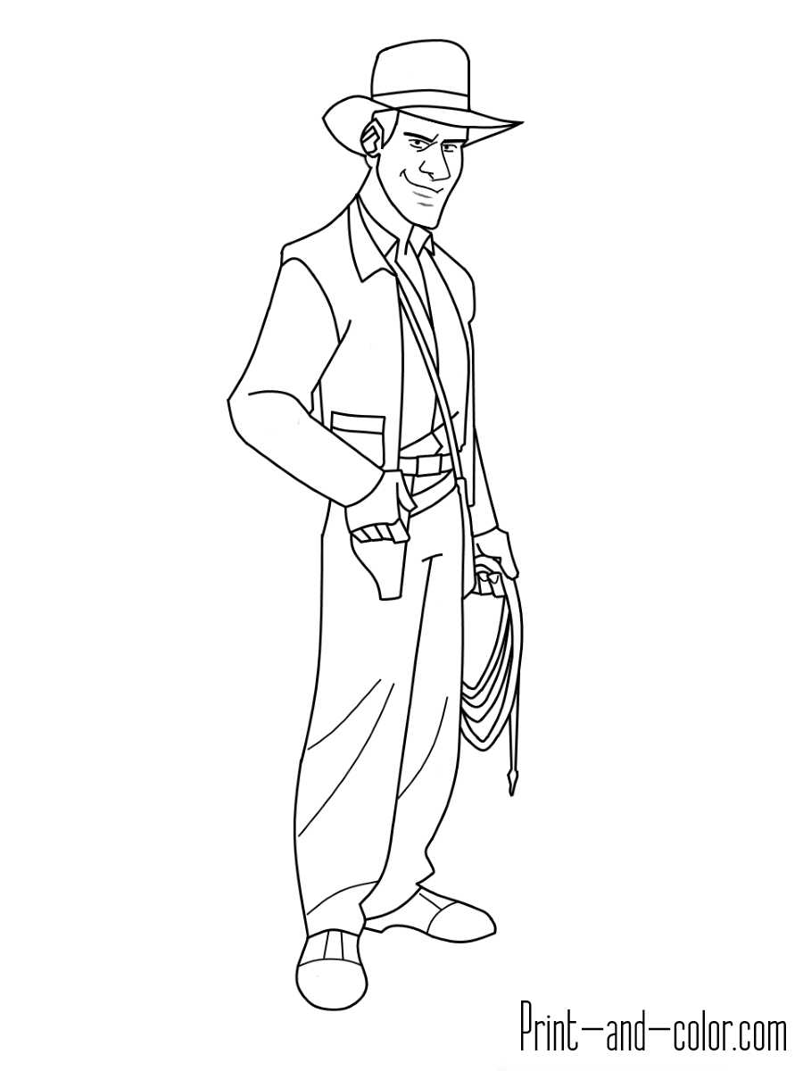 Indiana jones coloring pages print and color