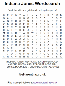 Indiana jones printable wordsearch pdf