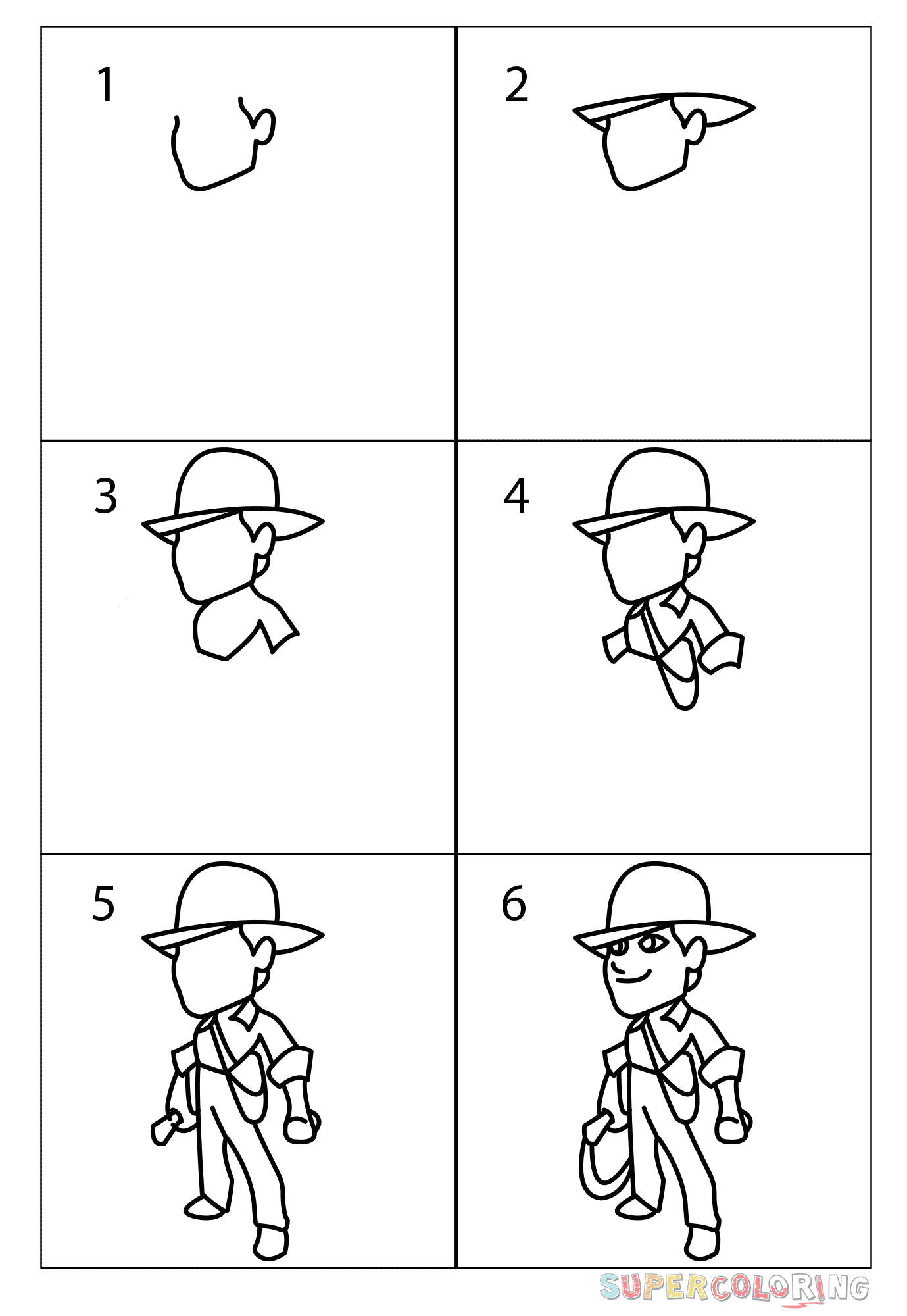 How to draw chibi indiana jones free printable puzzle games