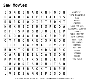 Indiana jones word search