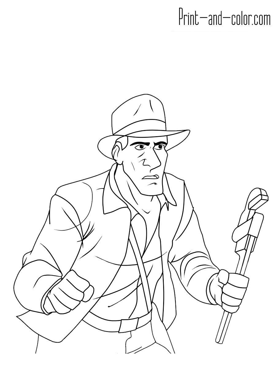 Indiana jones coloring pages print and color