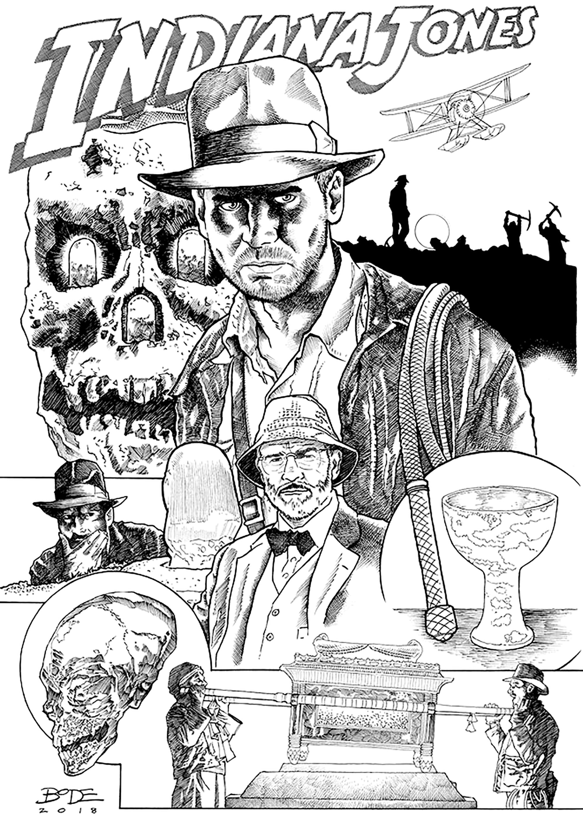 Drawing inspired by the adventures of indiana jones