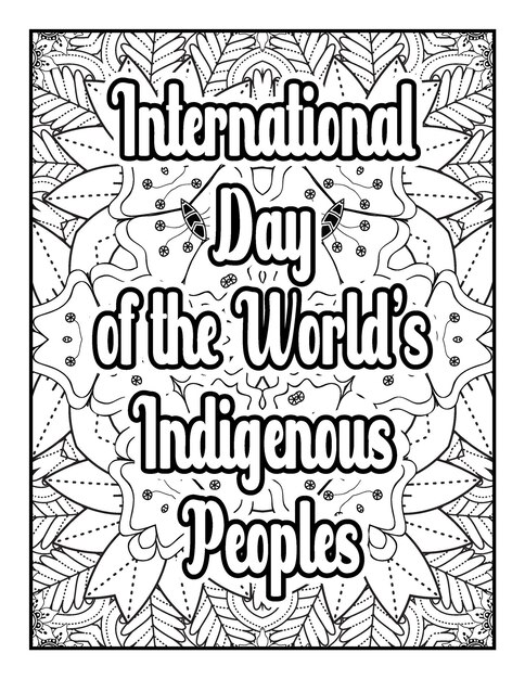 Premium vector international day motivational quotes coloring page and motivational quotes flower coloring page