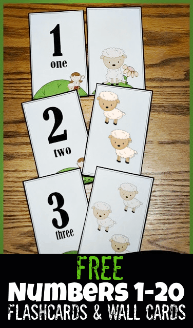 Free number wall cards flashcards printable