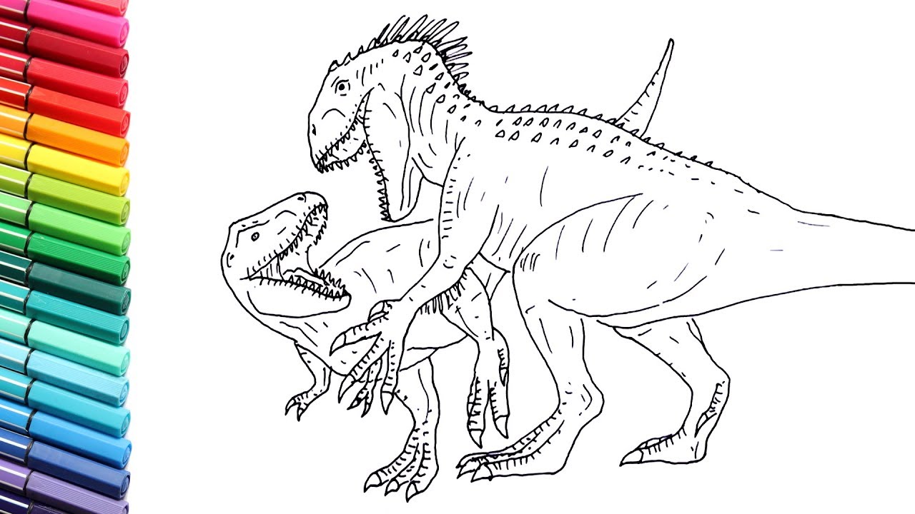 Drawing and coloring indoinus rex vs t