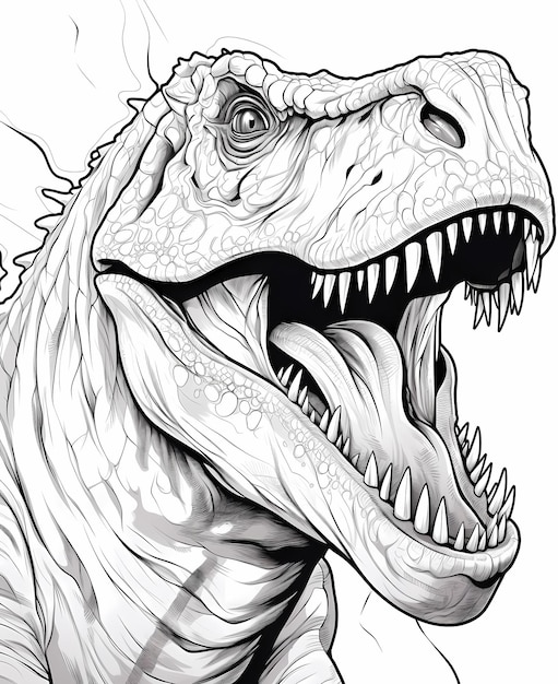 Premium ai image black and white image of an indominus rex dinosaur for the coloring book page