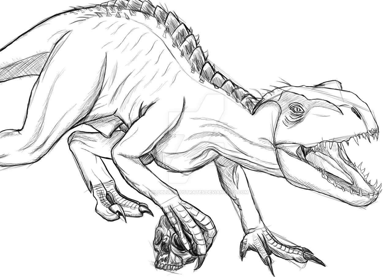 Indoraptor sketch by wildblueillustrates on