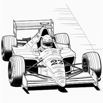 Premium photo race car coloring page black and white for coloring book