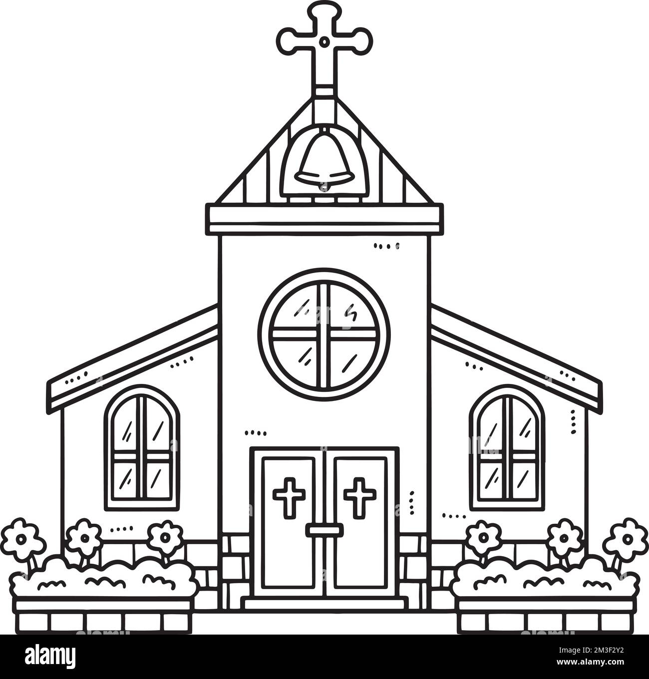 Christian church isolated coloring page for kids stock vector image art