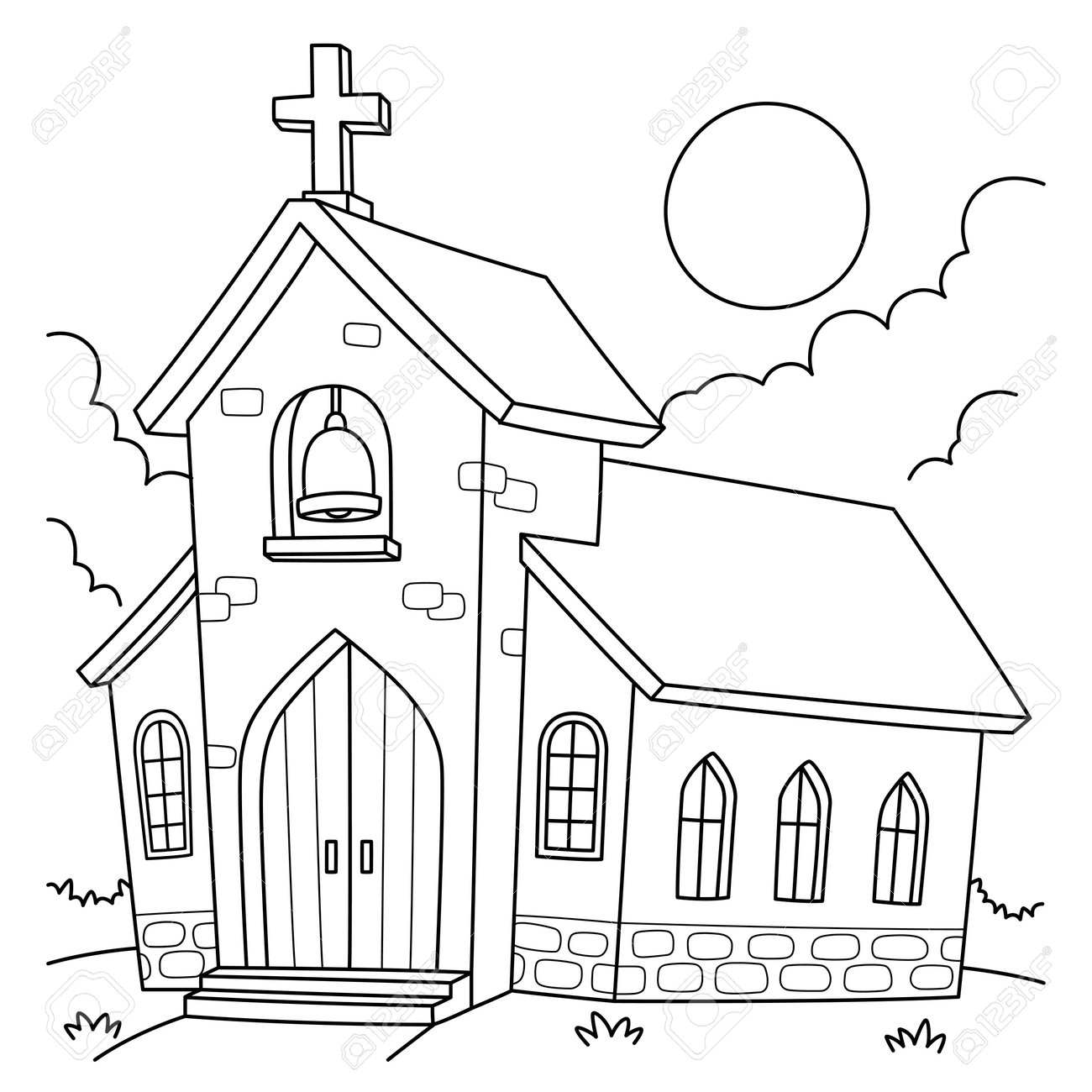 Christian church coloring page for kids royalty free svg cliparts vectors and stock illustration image