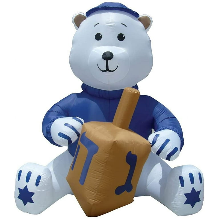 Air blown inflatable hanukkah bear w dreidel yard decoration