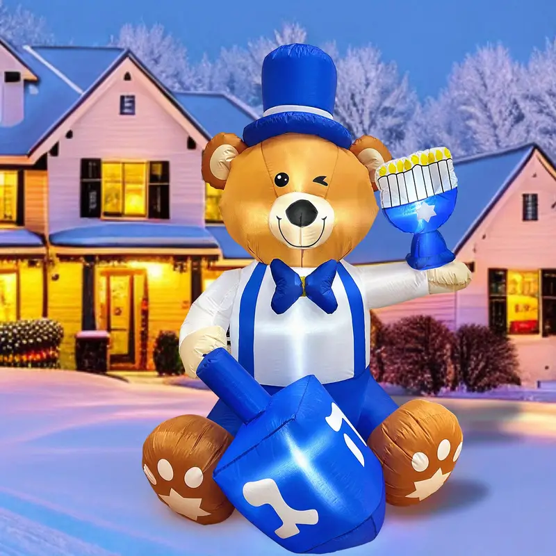 Hanukkah decorations inflatable bear holding a hanukkah