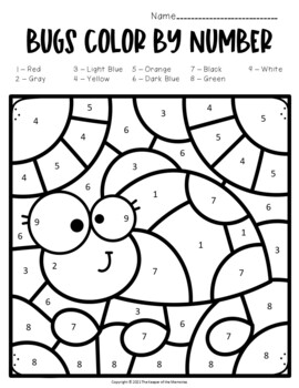 Bugs color by number worksheets by the keeper of the memories tpt