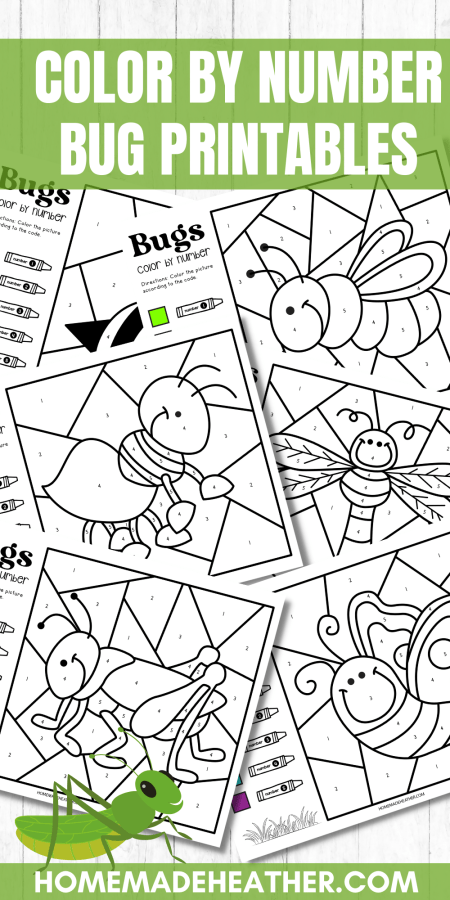 Color by number bug printables homemade heather