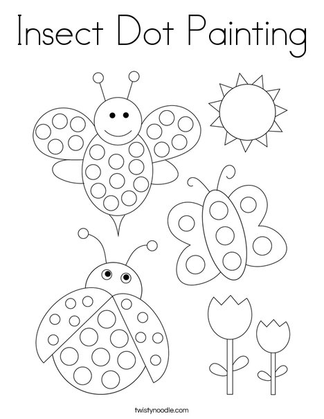 Insect dot painting coloring page