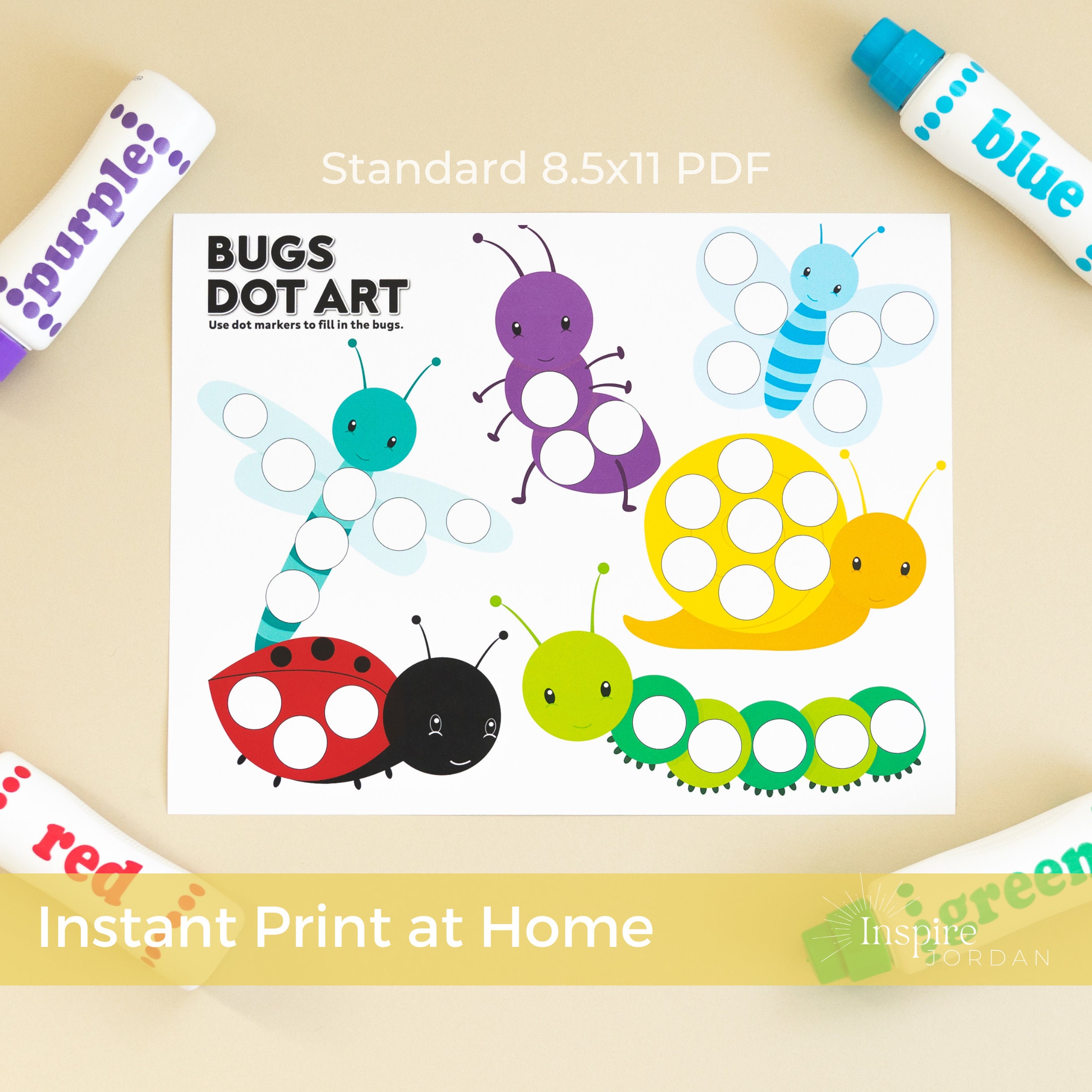 Do a dot bugs printable dot marker art worksheet bug coloring pages dot marker activity sheets fine motor activity and sensory play download now