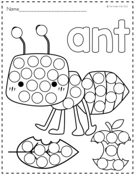 Bugs and insects dot markers coloring pages by the kinder kids tpt