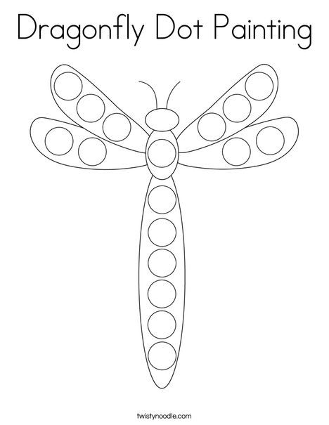 Dragonfly dot painting coloring page