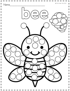 Bugs and insects dot markers coloring pages by the kinder kids tpt