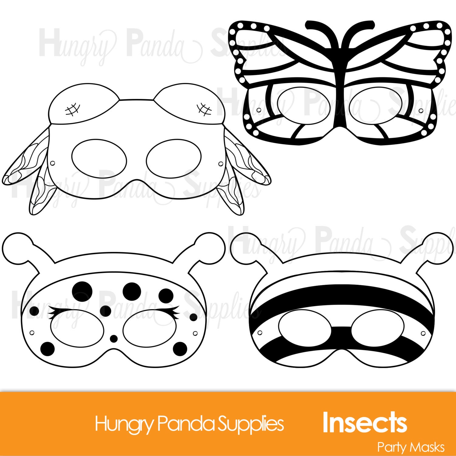 Insects printable coloring masks insect masks ladybug mask bee mask dragonfly butterfly bumblebee butterfly mask